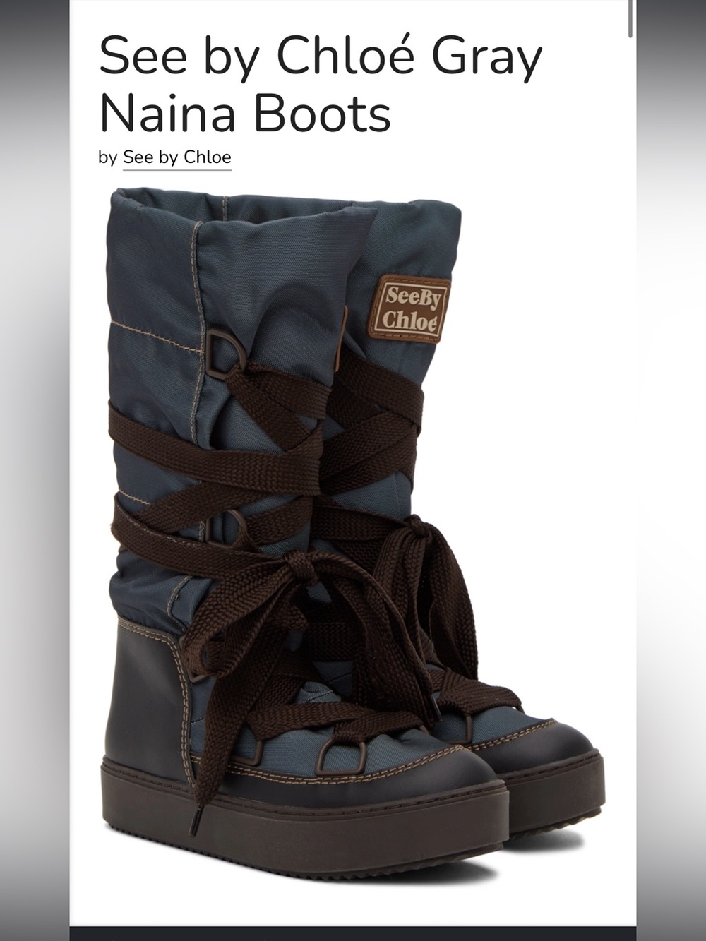 See by Chloé Gray Naina Lace-Up Boots